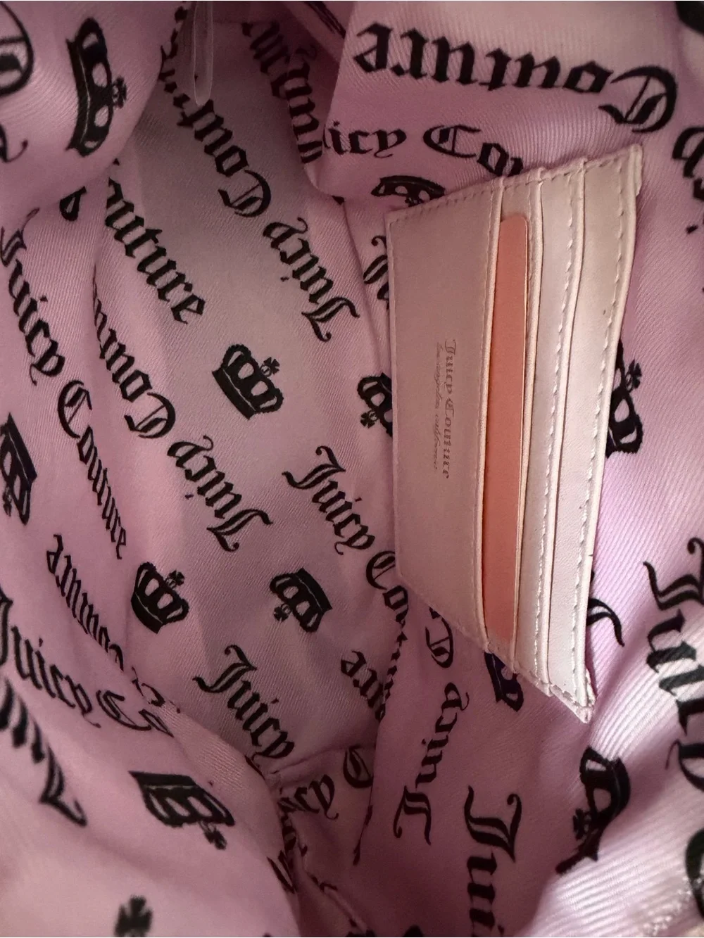 Juicy Couture Pink Cosmetic Pouch with Blue Logo and Wrist Strap